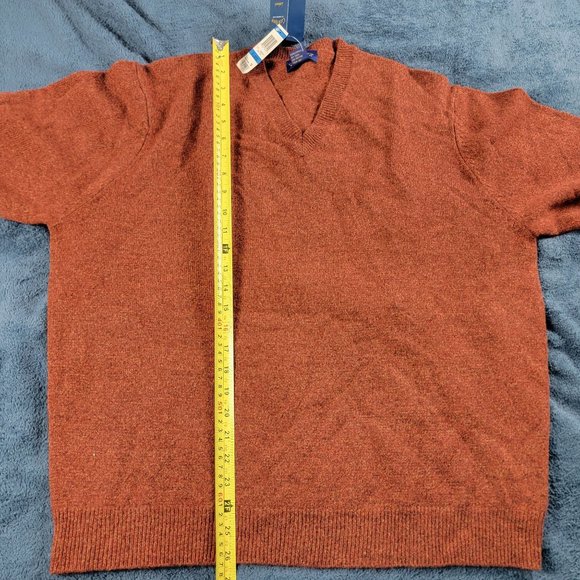 Club Room Mens XL Orange Pullover Sweater Lambs Wool Long Sleeve Warm Casual - Picture 10 of 11